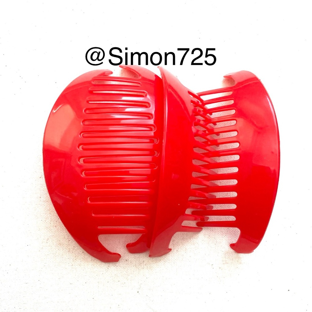 Vintage 80s 90s  Banana Interlocking Hair Comb Red Updo Ponytail Holder